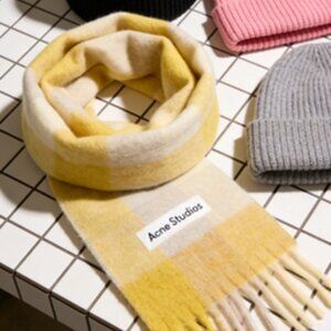 Acne Studios Yellow and Cream Scarf